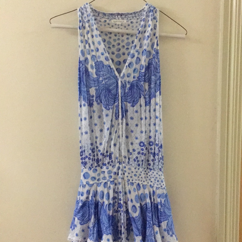 Poupette St Barth blue and white mini dress